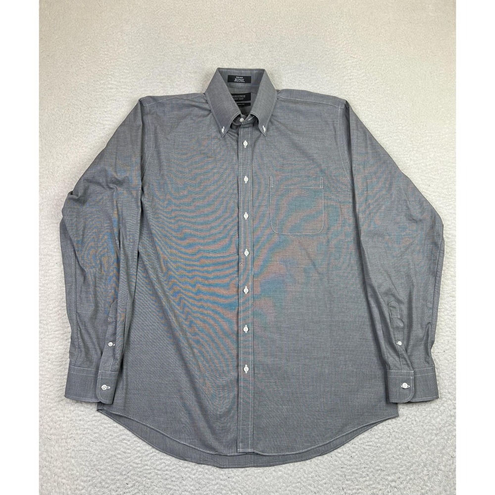 Nordstrom Shirt Mens 16.5 37 Gray Traditional Fit Button Down Long Sleeve Work